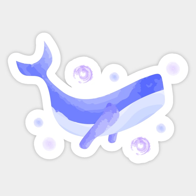 Blue whale watercolor pattern Sticker by Aoxydesign